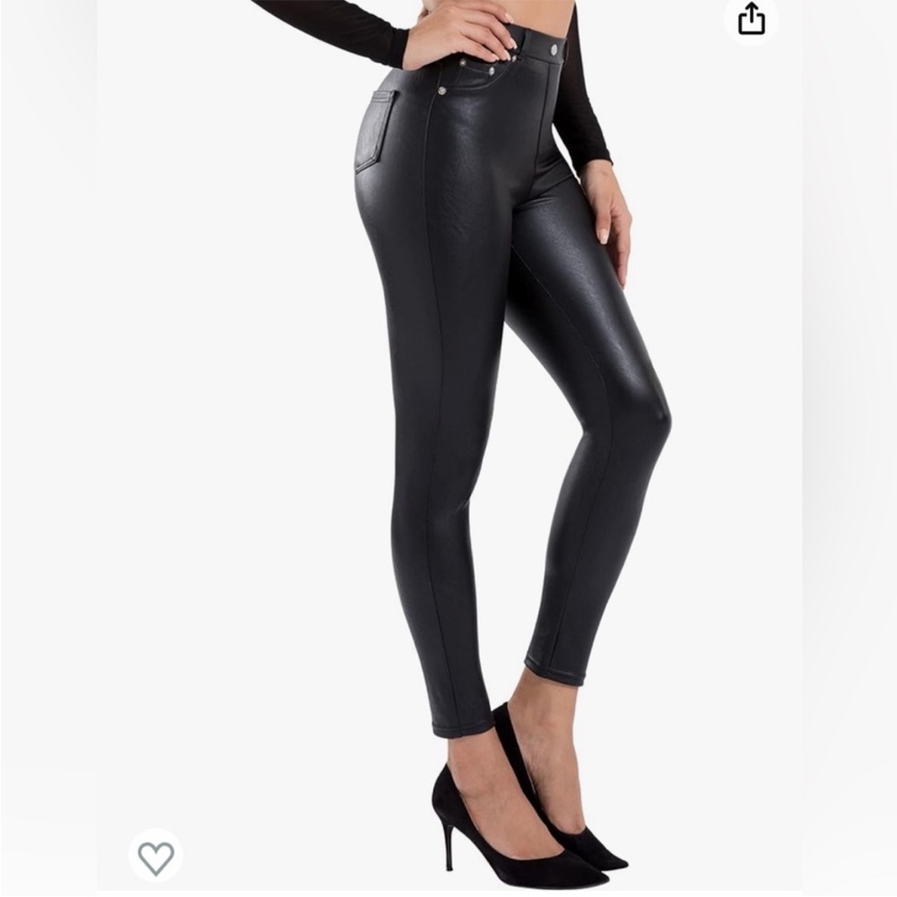 NWT Tagoo Black Stretchy Faux Leather Leggings